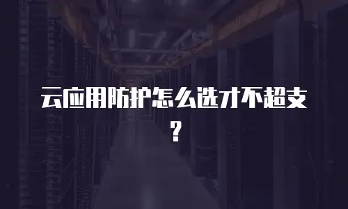 云应用防护怎么选才不超支？