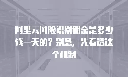 阿里云风险识别佣金是多少钱一天的？别急，先看透这个机制