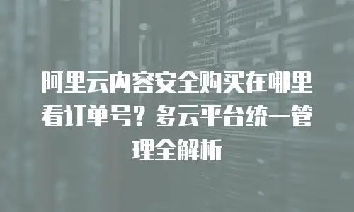 阿里云内容安全购买在哪里看订单号？多云平台统一管理全解析