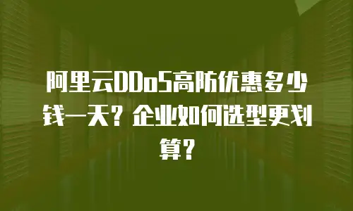 阿里云DDoS高防优惠多少钱一天？企业如何选型更划算？