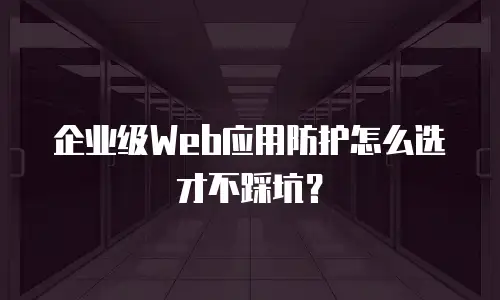 企业级Web应用防护怎么选才不踩坑？