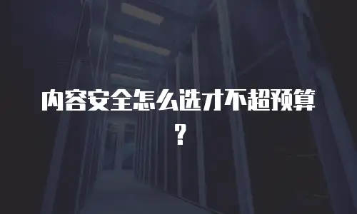 内容安全怎么选才不超预算？