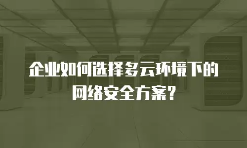 企业如何选择多云环境下的网络安全方案？