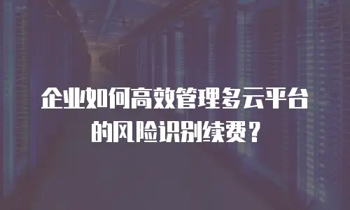 企业如何高效管理多云平台的风险识别续费？