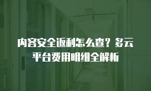 内容安全返利怎么查？多云平台费用明细全解析