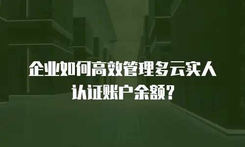 企业如何高效管理多云实人认证账户余额？