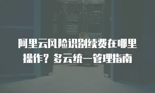 阿里云风险识别续费在哪里操作？多云统一管理指南