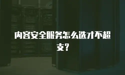 内容安全服务怎么选才不超支？