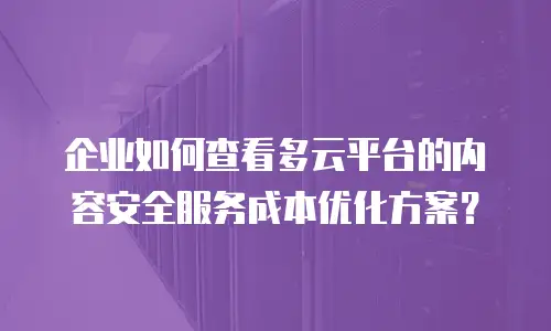 企业如何查看多云平台的内容安全服务成本优化方案？