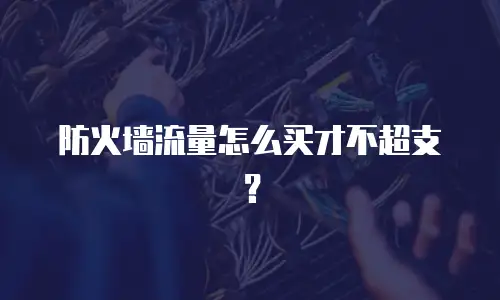 防火墙流量怎么买才不超支？