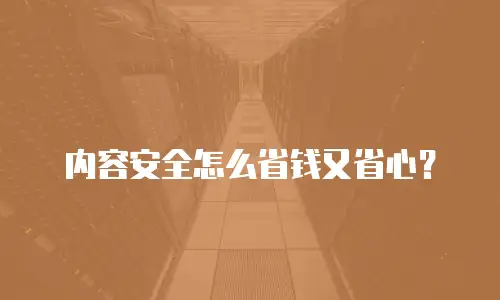 内容安全怎么省钱又省心？