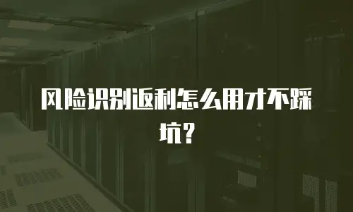 风险识别返利怎么用才不踩坑？