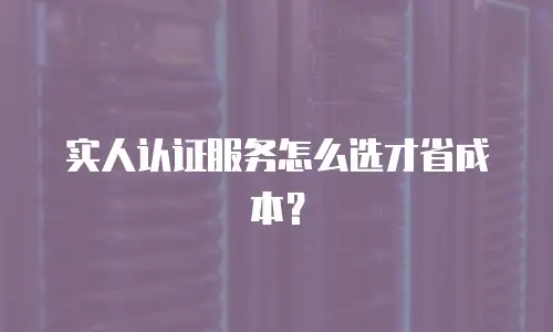 实人认证服务怎么选才省成本？