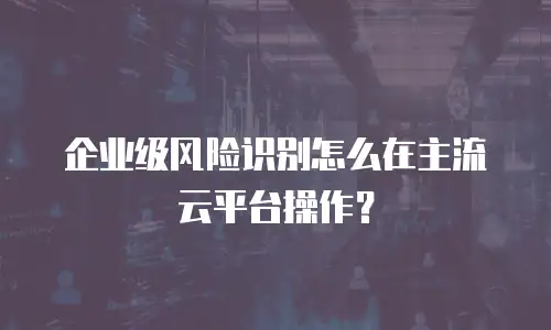 企业级风险识别怎么在主流云平台操作？