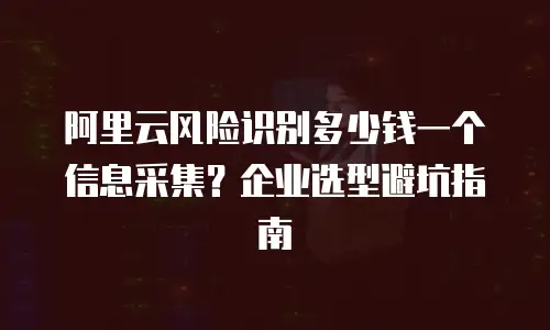 阿里云风险识别多少钱一个信息采集？企业选型避坑指南