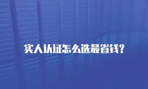 实人认证怎么选最省钱？