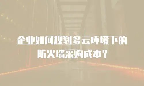 企业如何规划多云环境下的防火墙采购成本？