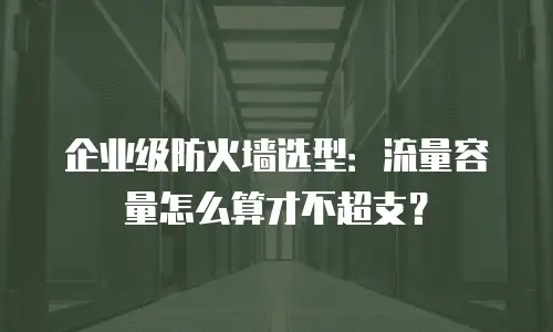 企业级防火墙选型：流量容量怎么算才不超支？