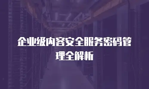企业级内容安全服务密码管理全解析