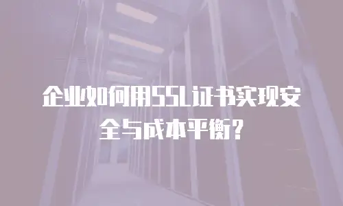 企业如何用SSL证书实现安全与成本平衡？