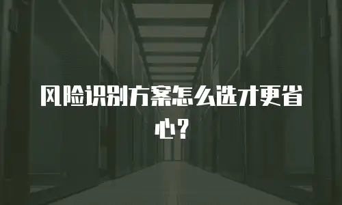 风险识别方案怎么选才更省心？