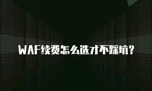 WAF续费怎么选才不踩坑？