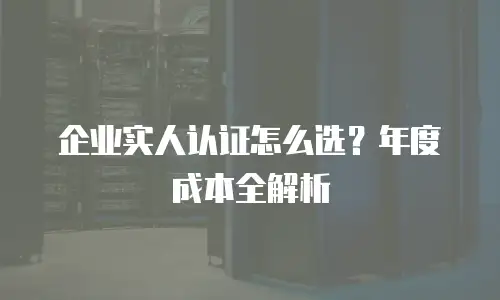 企业实人认证怎么选？年度成本全解析