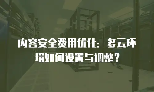 内容安全费用优化：多云环境如何设置与调整？