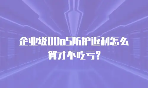 企业级DDoS防护返利怎么算才不吃亏？
