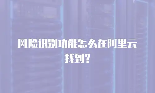 风险识别功能怎么在阿里云找到？