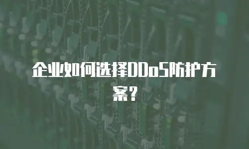 企业如何选择DDoS防护方案？