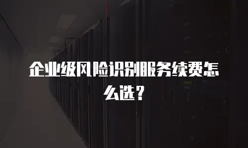 企业级风险识别服务续费怎么选？