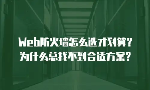 Web防火墙怎么选才划算？为什么总找不到合适方案？