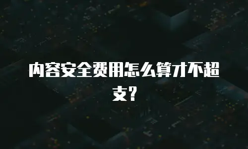 内容安全费用怎么算才不超支？