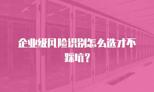 企业级风险识别怎么选才不踩坑？