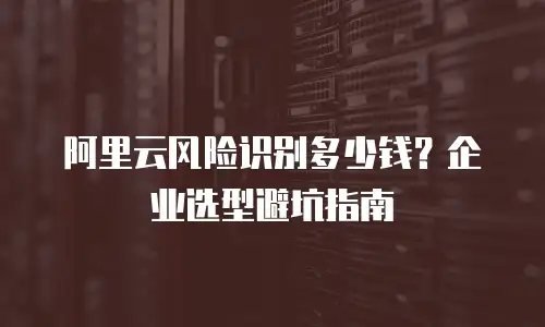 阿里云风险识别多少钱？企业选型避坑指南
