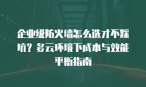 企业级防火墙怎么选才不踩坑？多云环境下成本与效能平衡指南