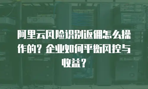 阿里云风险识别返佣怎么操作的？企业如何平衡风控与收益？