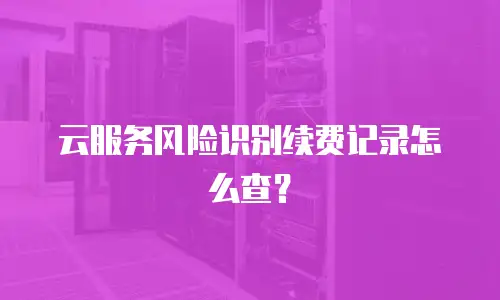 云服务风险识别续费记录怎么查？