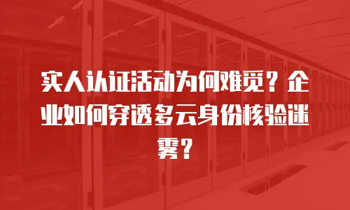 实人认证活动为何难觅？企业如何穿透多云身份核验迷雾？