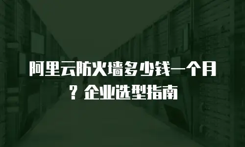 阿里云防火墙多少钱一个月？企业选型指南