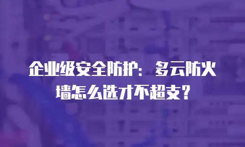 企业级安全防护：多云防火墙怎么选才不超支？