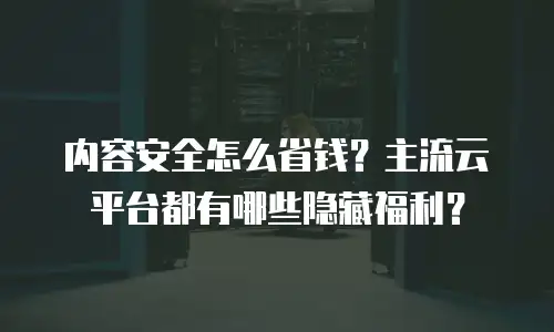 内容安全怎么省钱？主流云平台都有哪些隐藏福利？