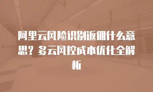 阿里云风险识别返佣什么意思？多云风控成本优化全解析