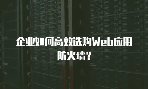 企业如何高效选购Web应用防火墙？