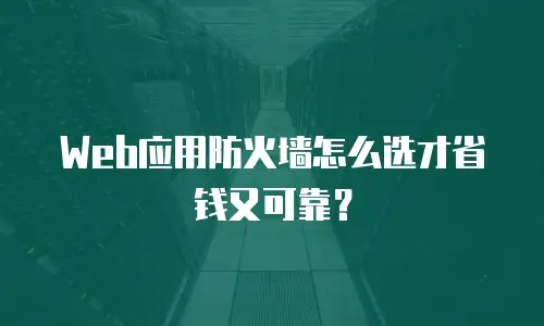 Web应用防火墙怎么选才省钱又可靠？