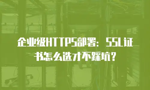 企业级HTTPS部署：SSL证书怎么选才不踩坑？