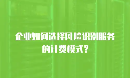 企业如何选择风险识别服务的计费模式？