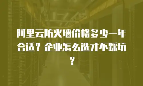 阿里云防火墙价格多少一年合适？企业怎么选才不踩坑？