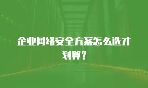 企业网络安全方案怎么选才划算？